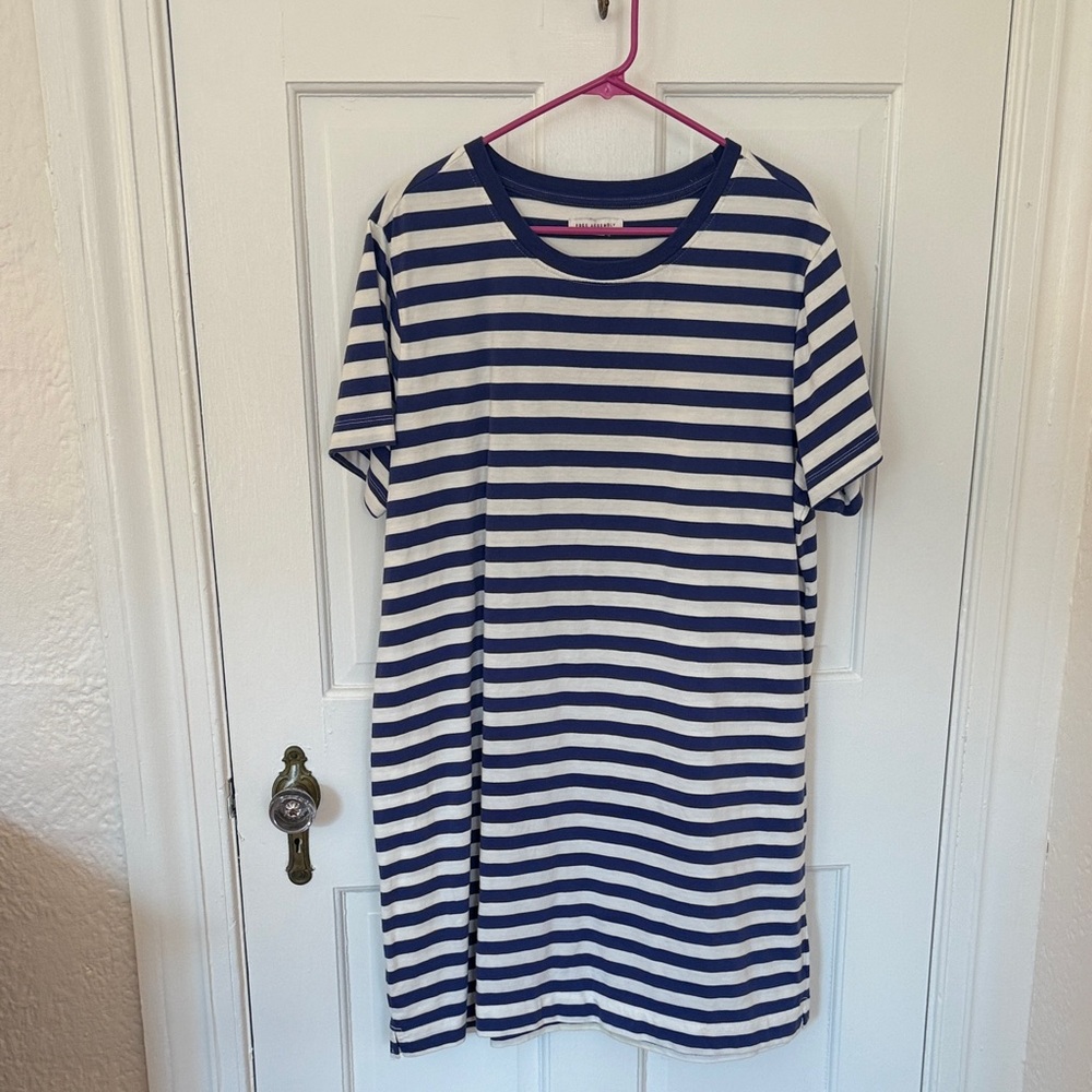 Striped Navy and White T-Shirt Dress